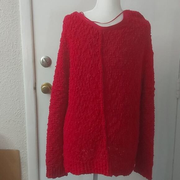 Free People Pink V- Neck Sweater S Cozy Casual Dopamine Boho Barbie Classic - Picture 2 of 8